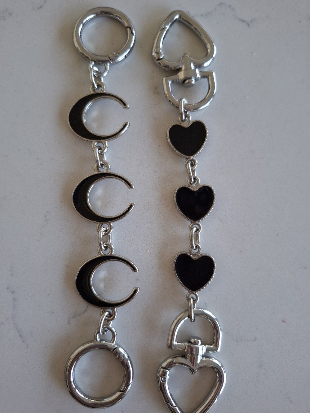 Coach Monogram Style C Purse Charm/ Extender Set, Silver